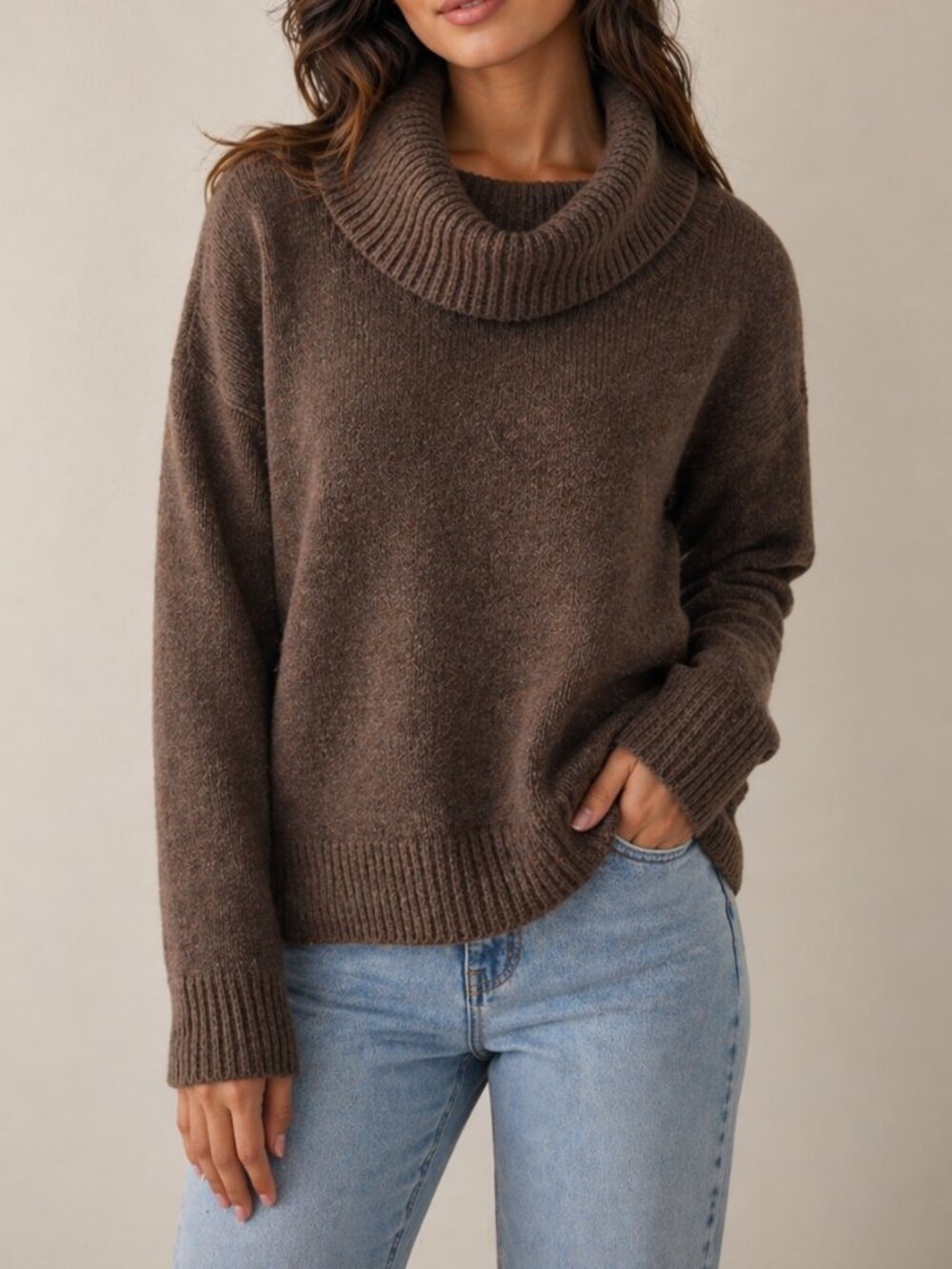 Reitmans Long Sleeve Cowl Neck Knit Sweater Shirt Top Brown Size XL